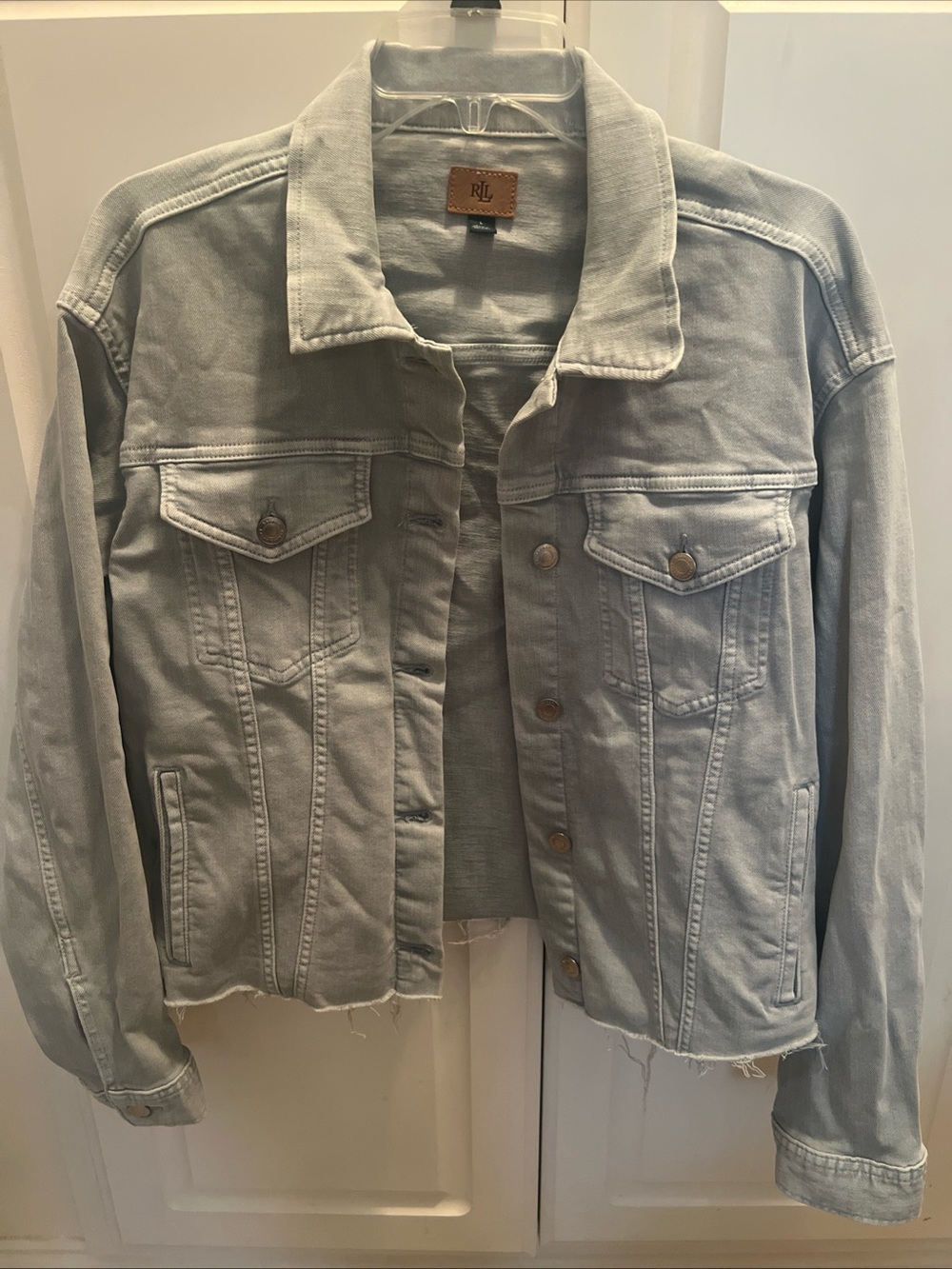 Ralph Lauren Women’s Jean Jacket Size Large Light Blue Green Color Denim Classic